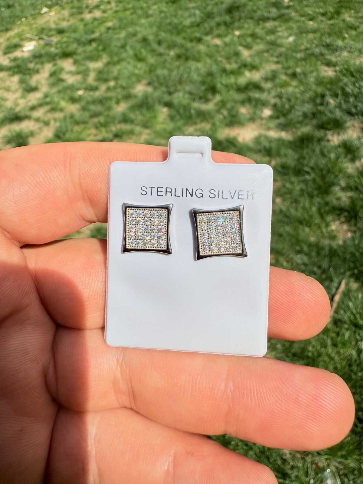 Real 925 Sterling Silver Kite Earrings Iced CZ Screwbacks 11mm – WHOLESALE DEAL