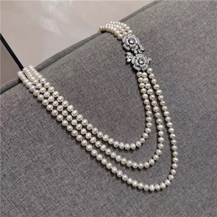 gorgeous 8-9mm south sea white pearl necklace 24″26″28″