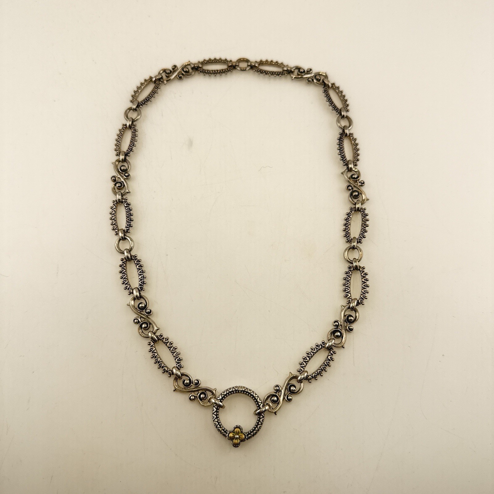 Barbara Bixby Necklace 18K Gold Sterling Silver Connector Ornate Chain Link 50g