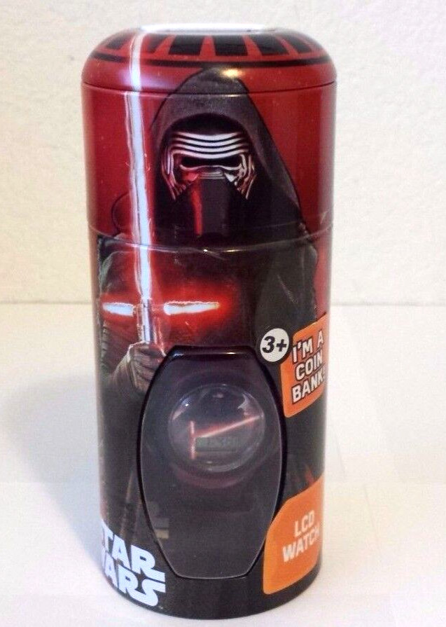 NEW FACTORY SEALED KYLO REN STAR WARS CHILDREN’S WRISTWATCH RED BAND + COIN BANK