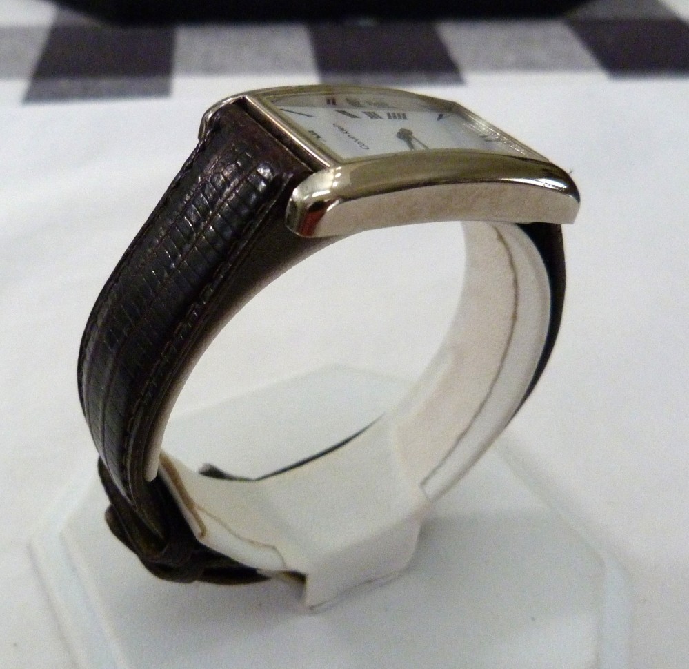 VINTAGE CALVIN KLEIN TANK WATCH STYLE TEJU LIZARD BROWN BAND 16R USA WATCH