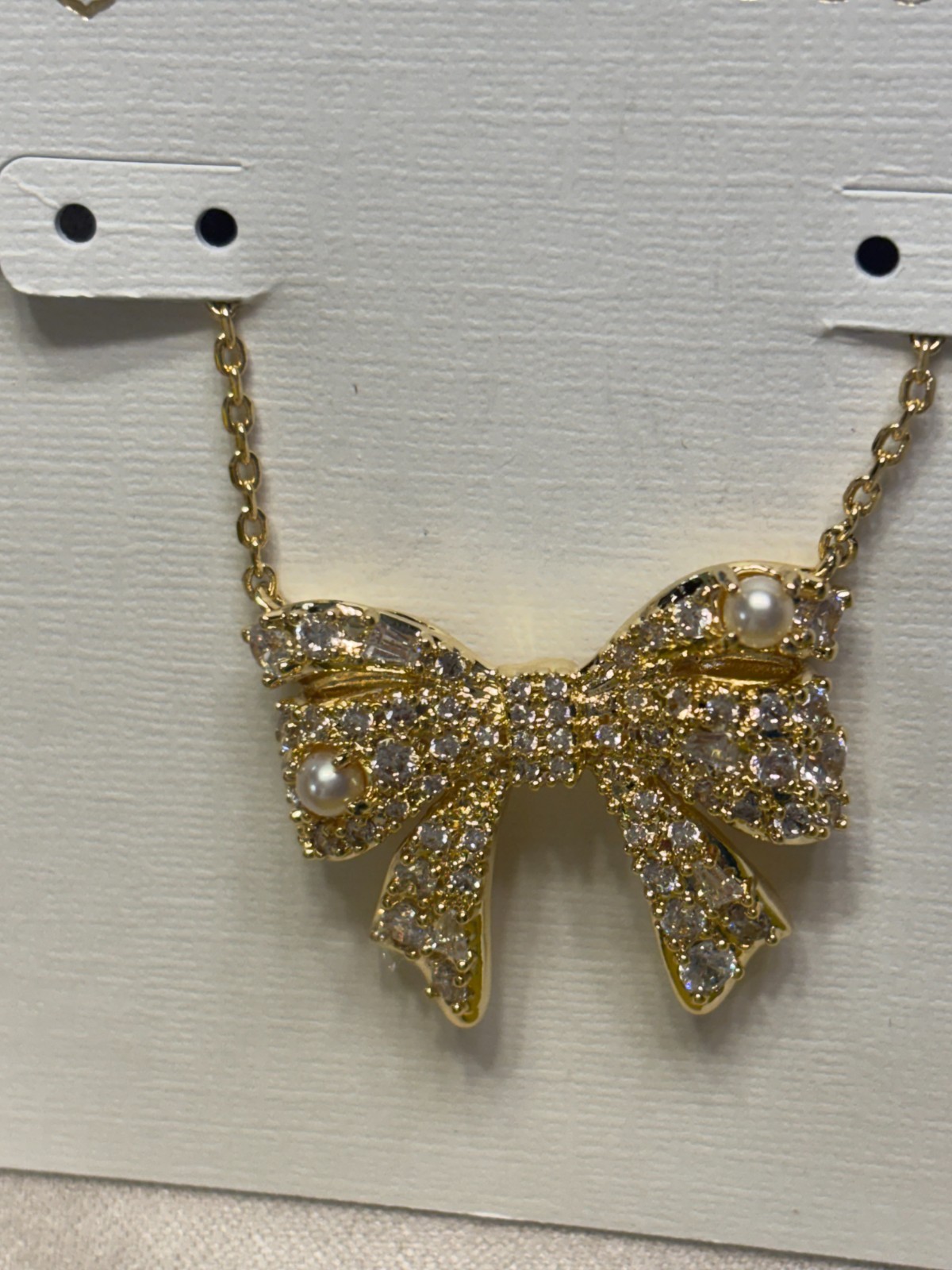 *NEW* Kendra Scott Gold Krista Bow Short Pendant Necklace in White Mix