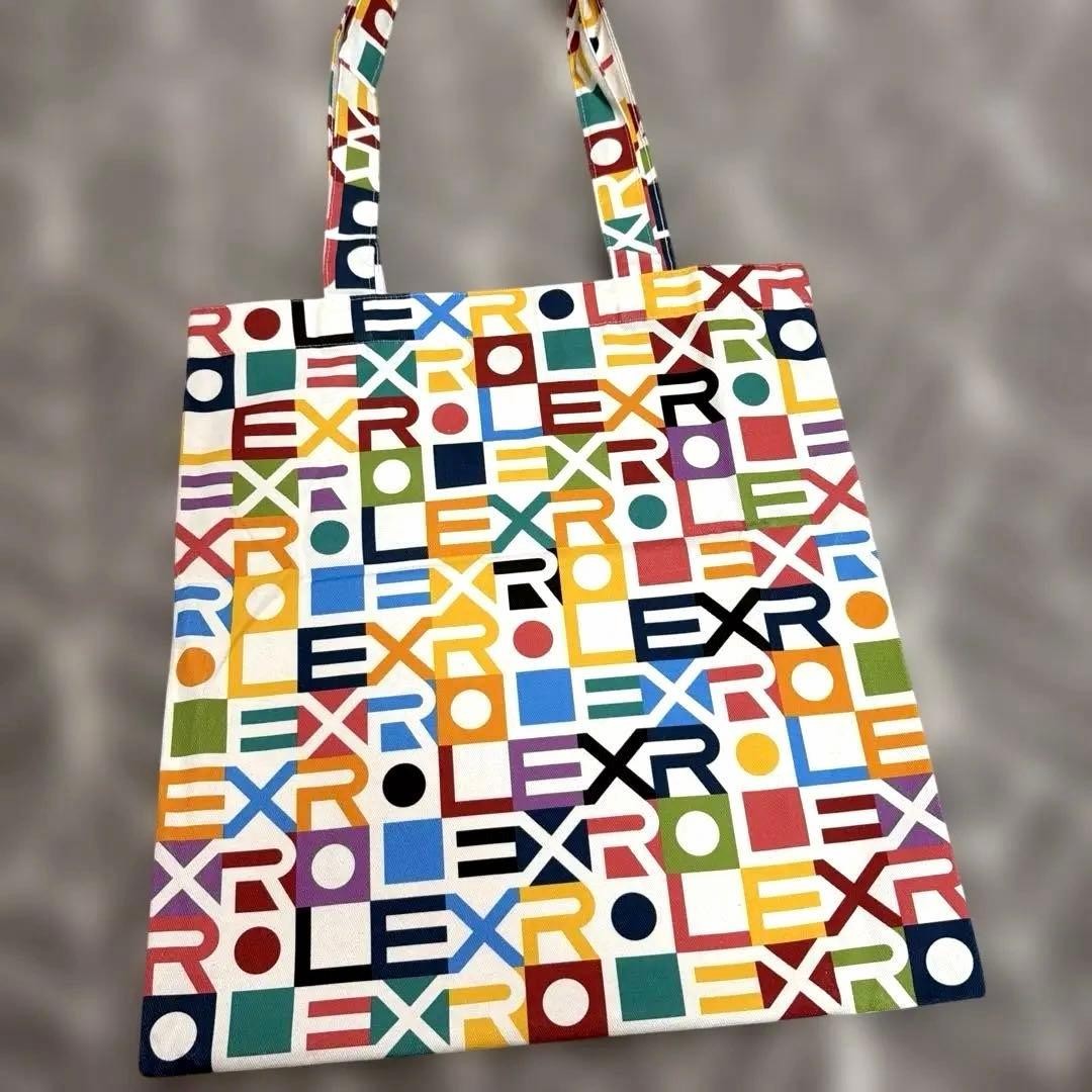 Rolex Jubilee Motif Canvas Tote Bag Multi-Color Logo Novelty Rare VIP Gift Rare
