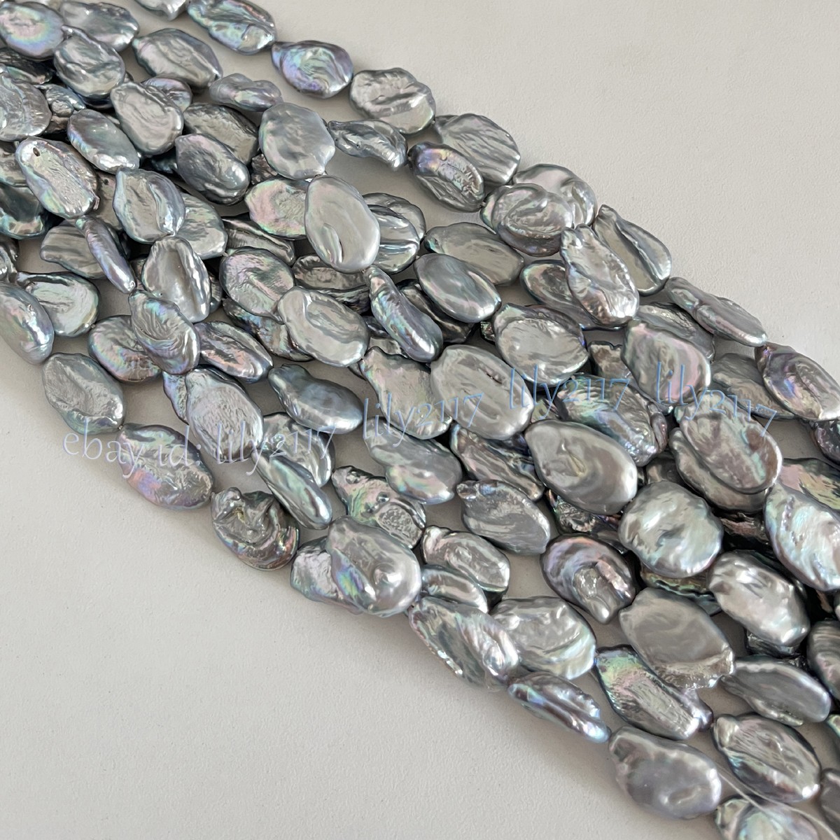 Luster 15-20mm Natural South Sea Gray Baroque Keshi Pearl Loose Beads 15″ Strand