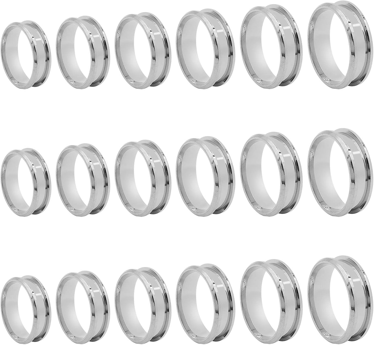 Stainless Steel Ring Blanks Grooved Inlay Rings for Jewelry Making DIY Crafts