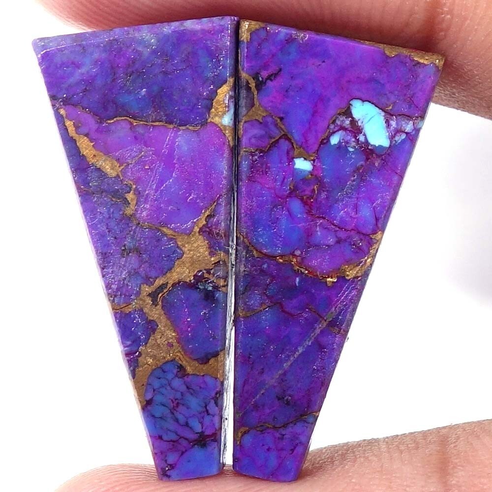 20.50 Cts Treated Purple Copper Turquoise Pair Fancy Cabochon Loose Gemstone