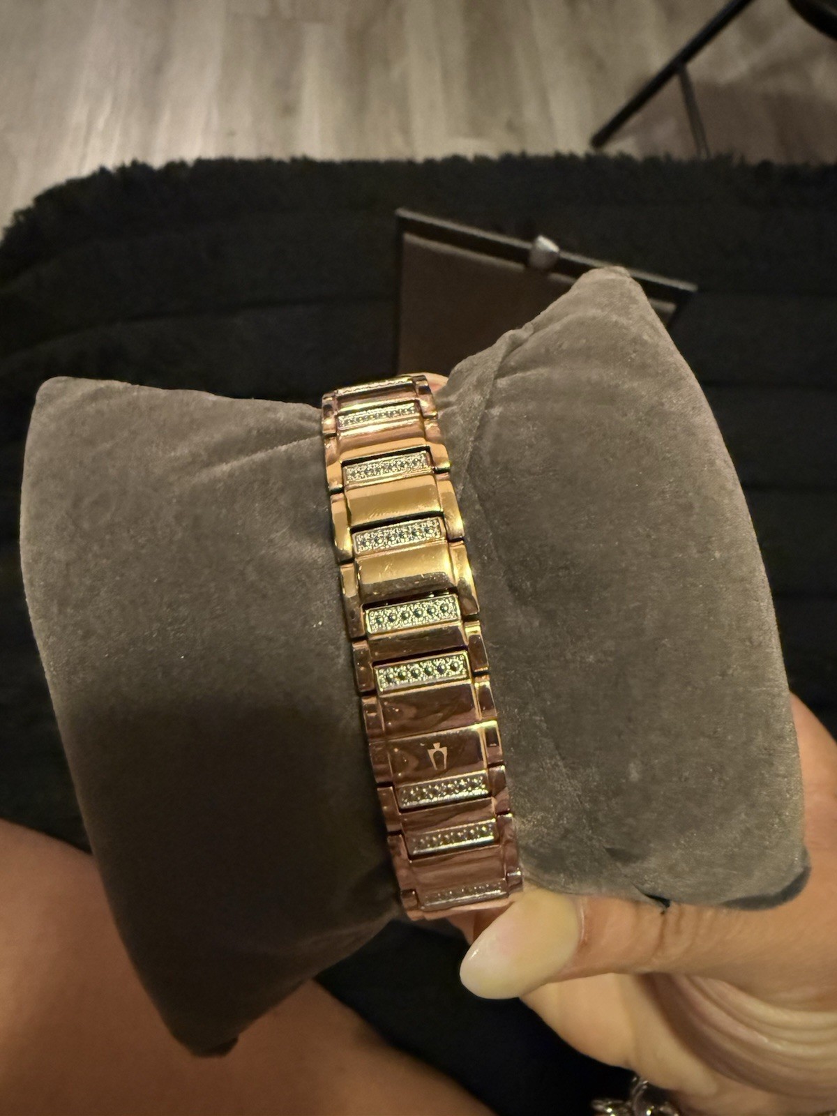 Bulova Women’s Rose-Gold Turnstyle Crystal Accent Watch w/ Mother-of-Pearl Dial