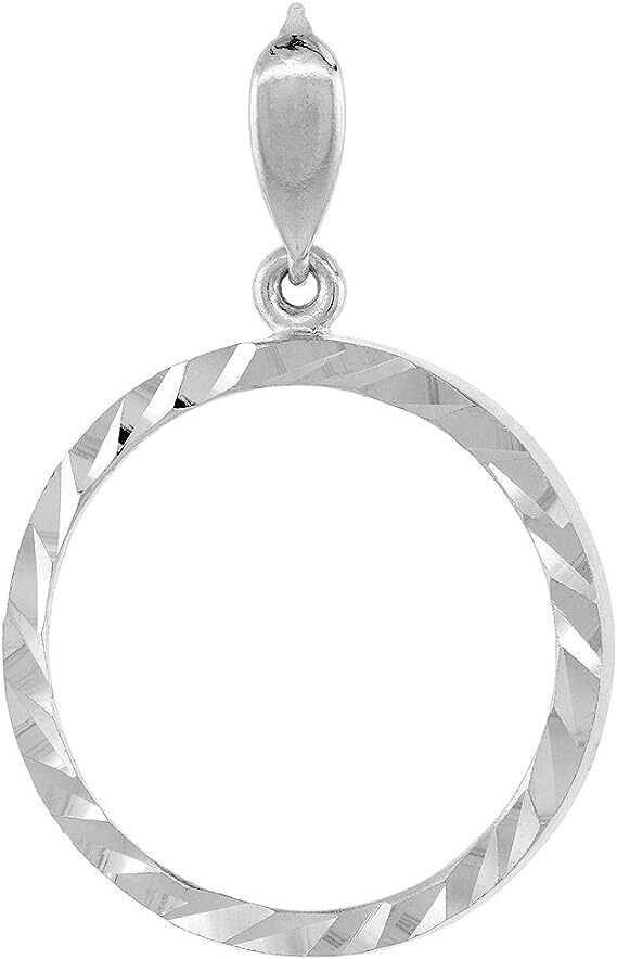 925 Sterling Silver Diamond Cut Bezel 22mm Coins Prong Back 5 Cent Nickel Coin