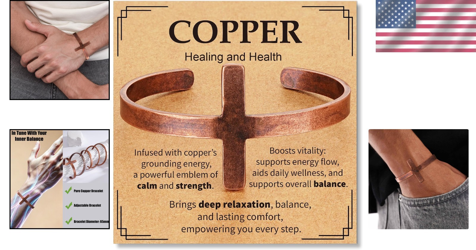 Retro Waterproof Pure Copper Healing Cuff Bracelet – Perfect for Every Occasion