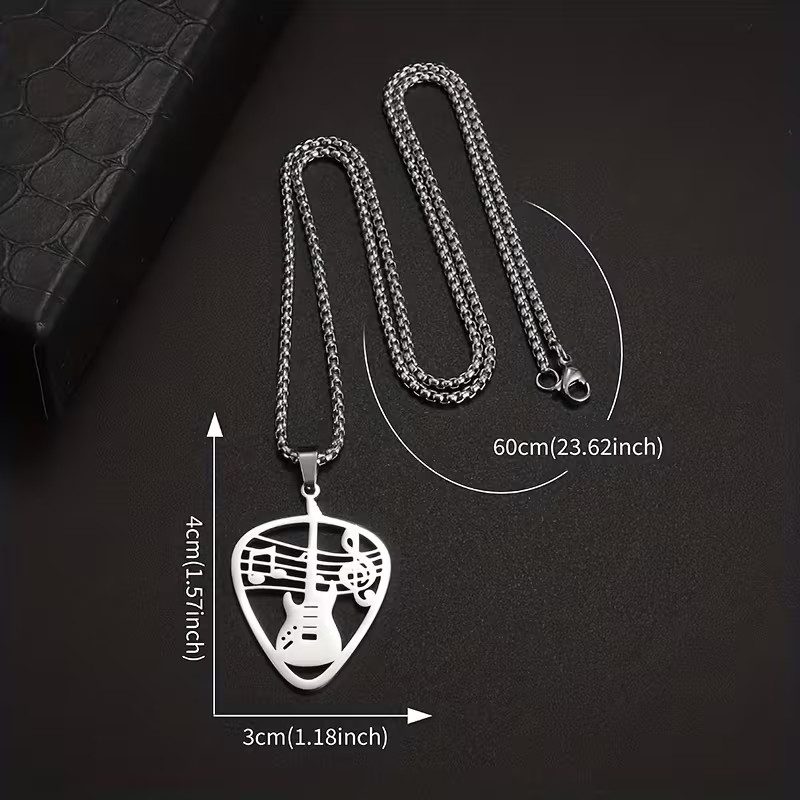 Guitar Pick Necklace Instrument Jewelry 304 Stainless Steel Music Pendant