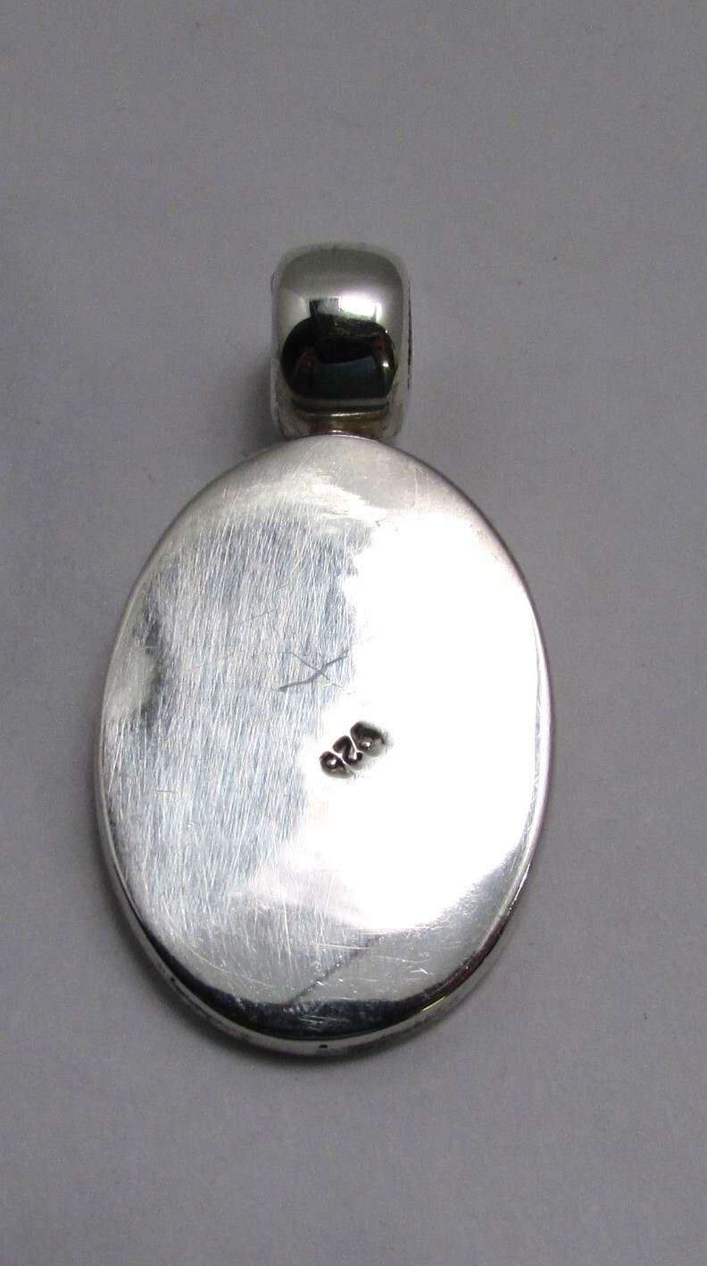 Vtg Two Tone 925 Solid Engraved Oval Slider Pendant Monogrammed- LPE/LEP 16g