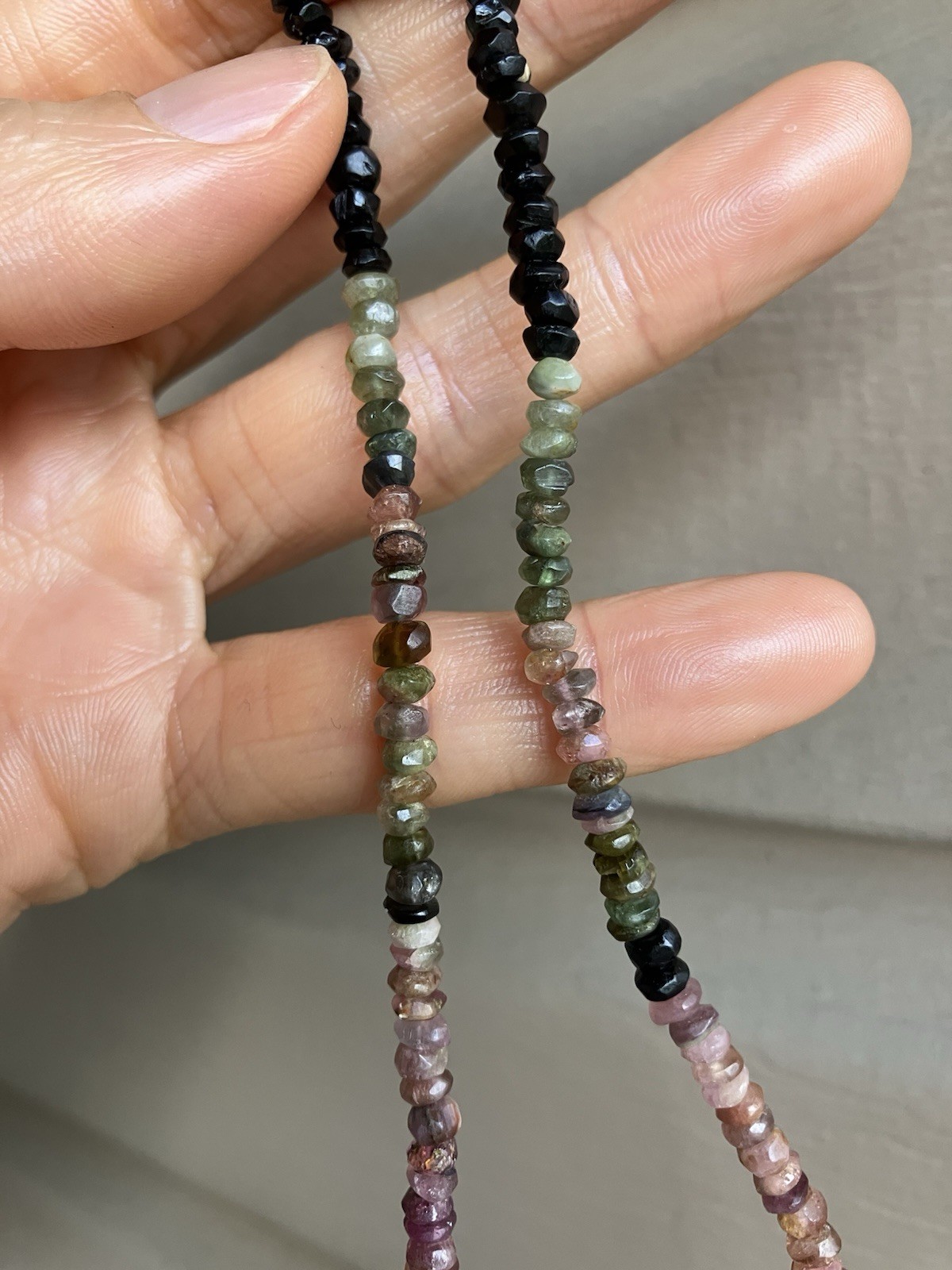 Multi-color Tourmaline Gemstone Beaded Necklace 16.3” 4mm