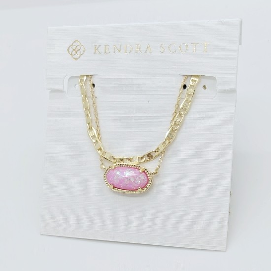 Kendra Scott Elisa Multi Strand Gold Pendant Necklace In Pink Opal