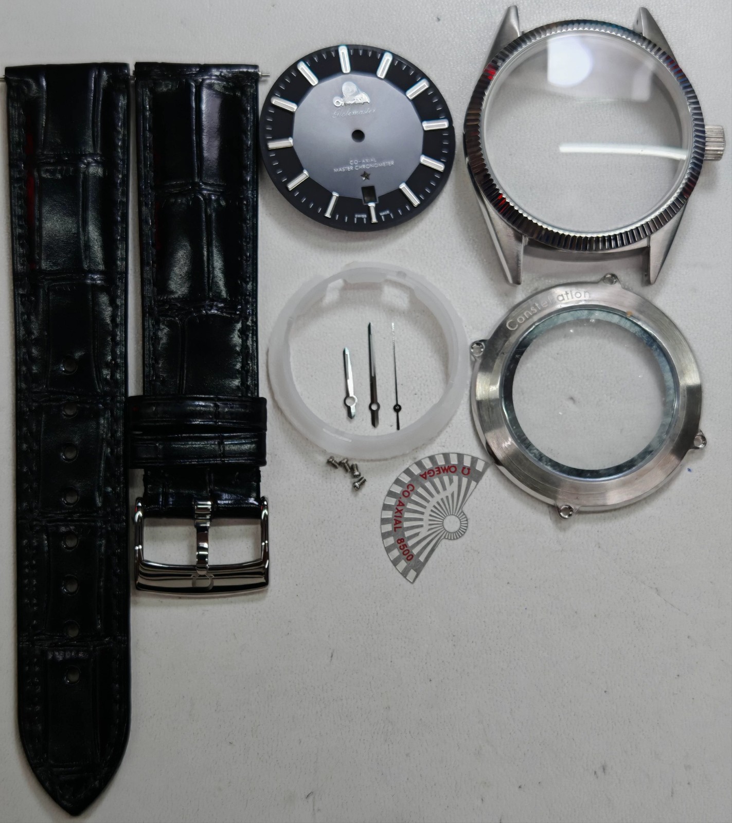 DIY Watch Part Kit for Globemaster 2813 8205 39mm Case+Dial+Hands+Leather Strap