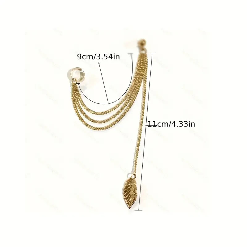 Unique Stylish Long Leaf Tassel Bajoran Earrings Long Chain Tassel Metal Fashion