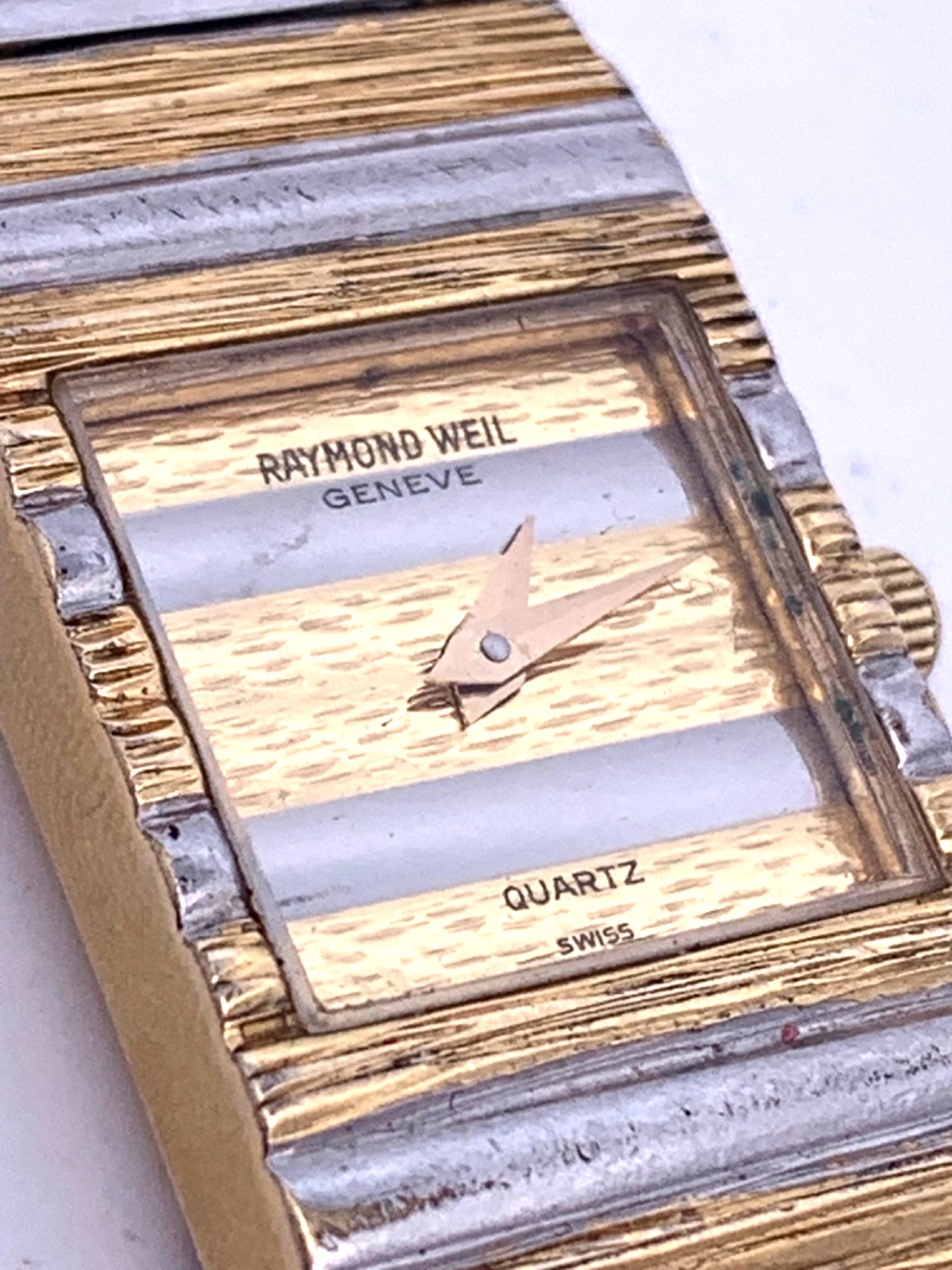 Vintage 80’s Raymond Weil 8076 18K Gold EP Two Tone Classic Ladies Tank Watch