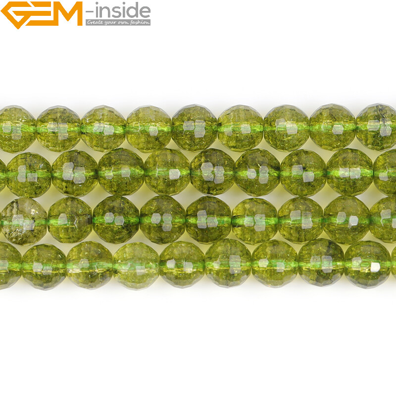 Faceted Gemstone Green Peridot Loose Beads For Jewelry Making Strand 15″In Lots