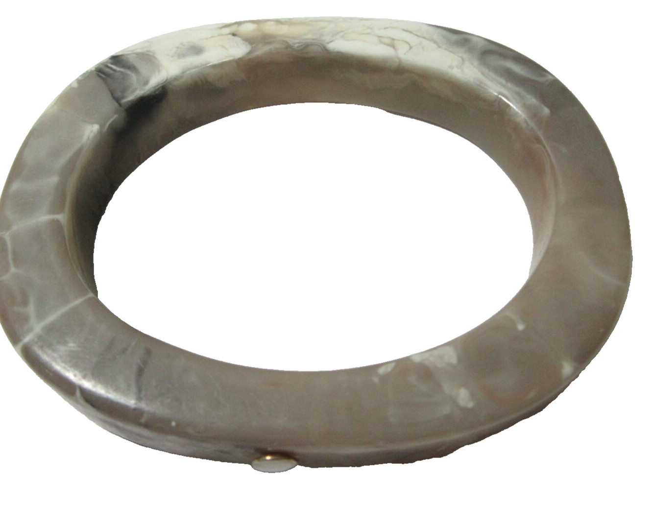 FAUX HORN OVAL BANGLE BRACELET GRAY WHITE AND BLACK MARBLED COLORING STUDS