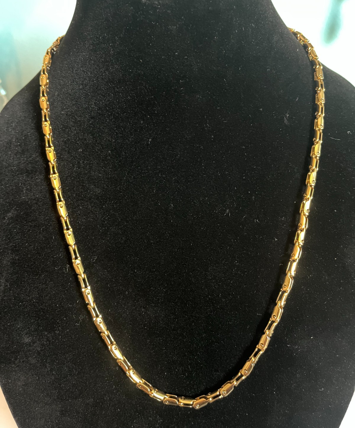 Gold over Stainless Steel 4mm 24″ Box Bicycle Chain Necklace