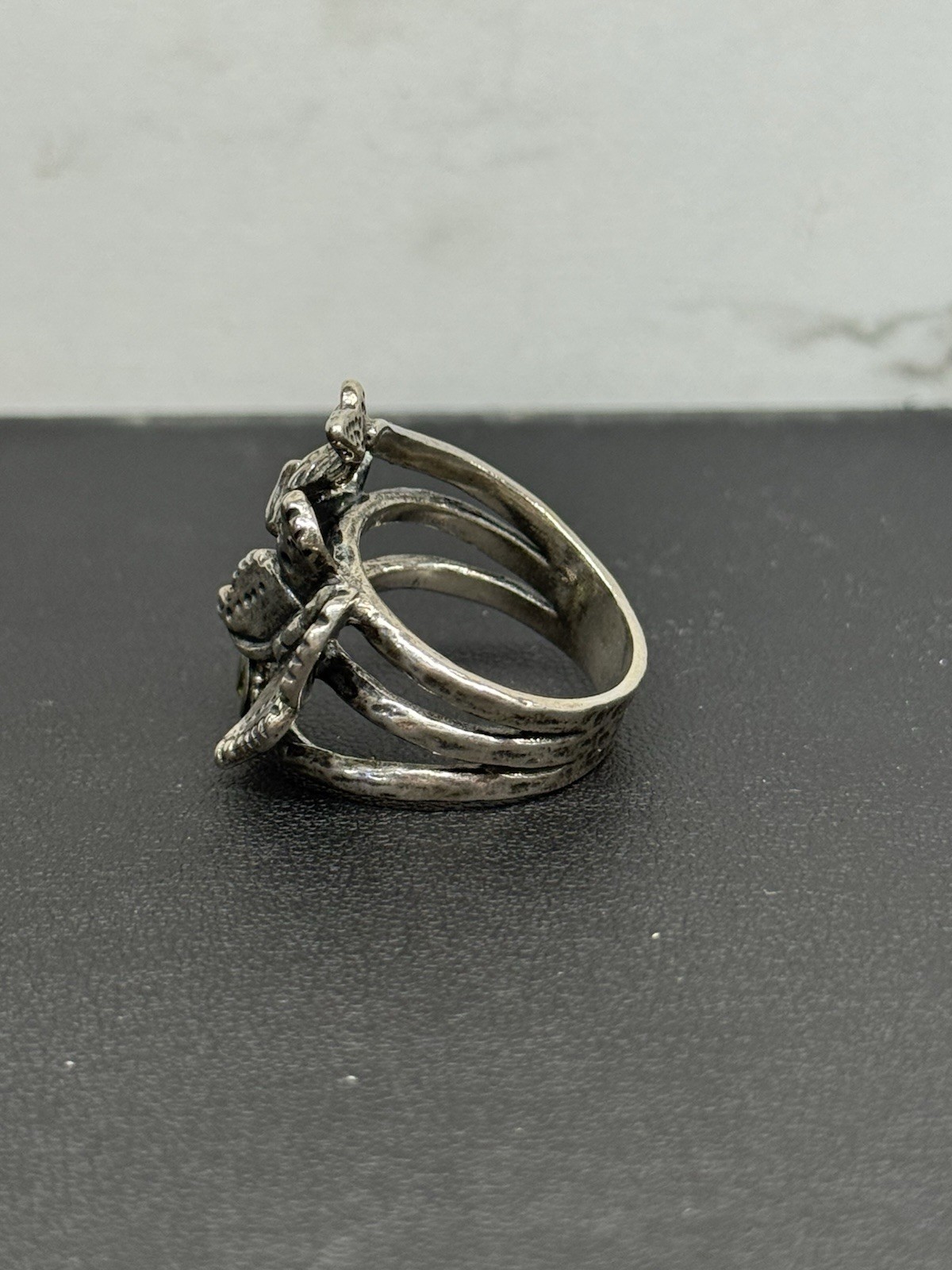 Paz Creations PZ Sterling Silver 925 Peridot Butterfly Ring Made in Israel Sz 8