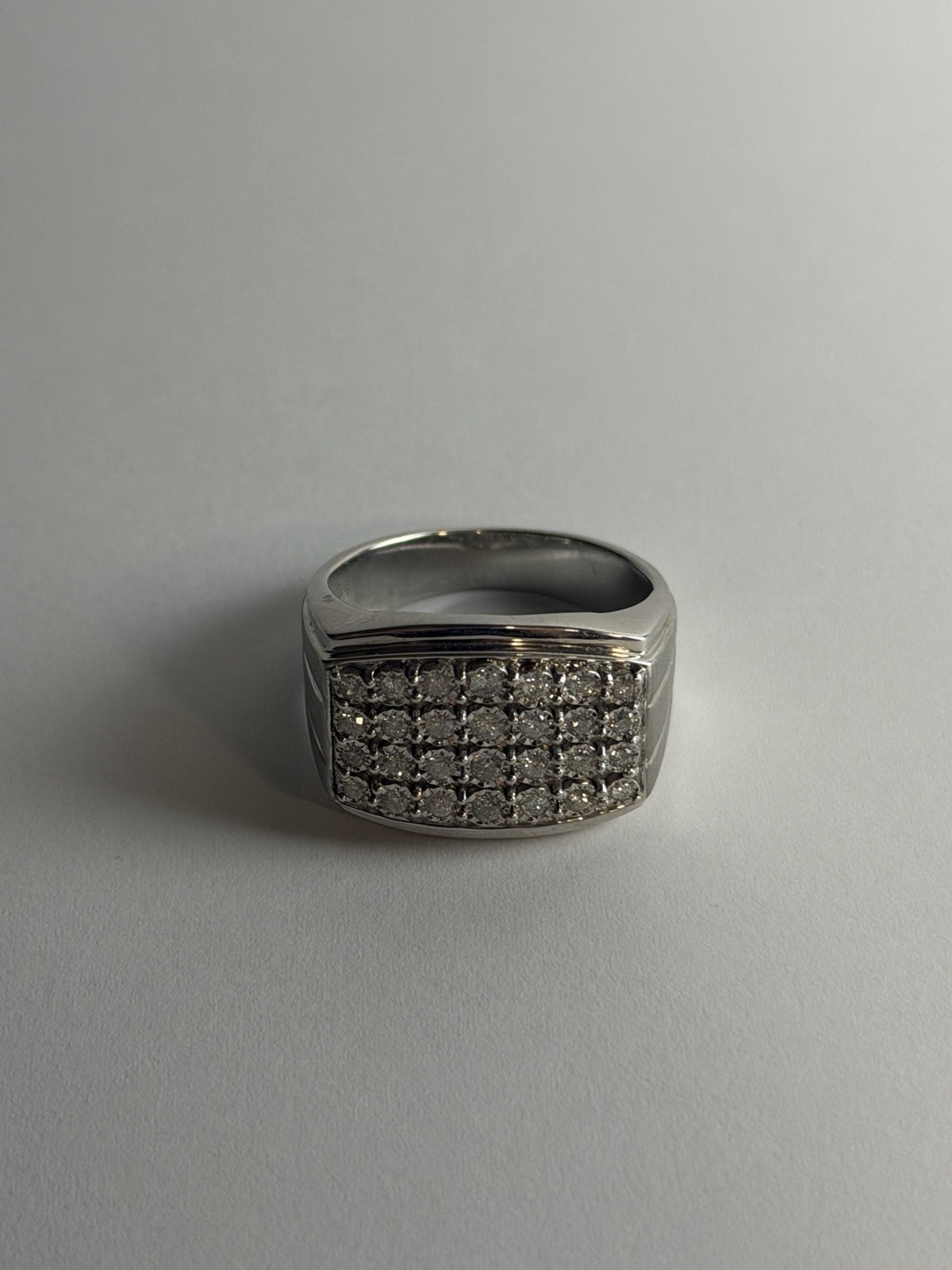 Men’s Size 9 1/2 CTW Natural Diamond Cluster Ring 925 Silver w/ Box