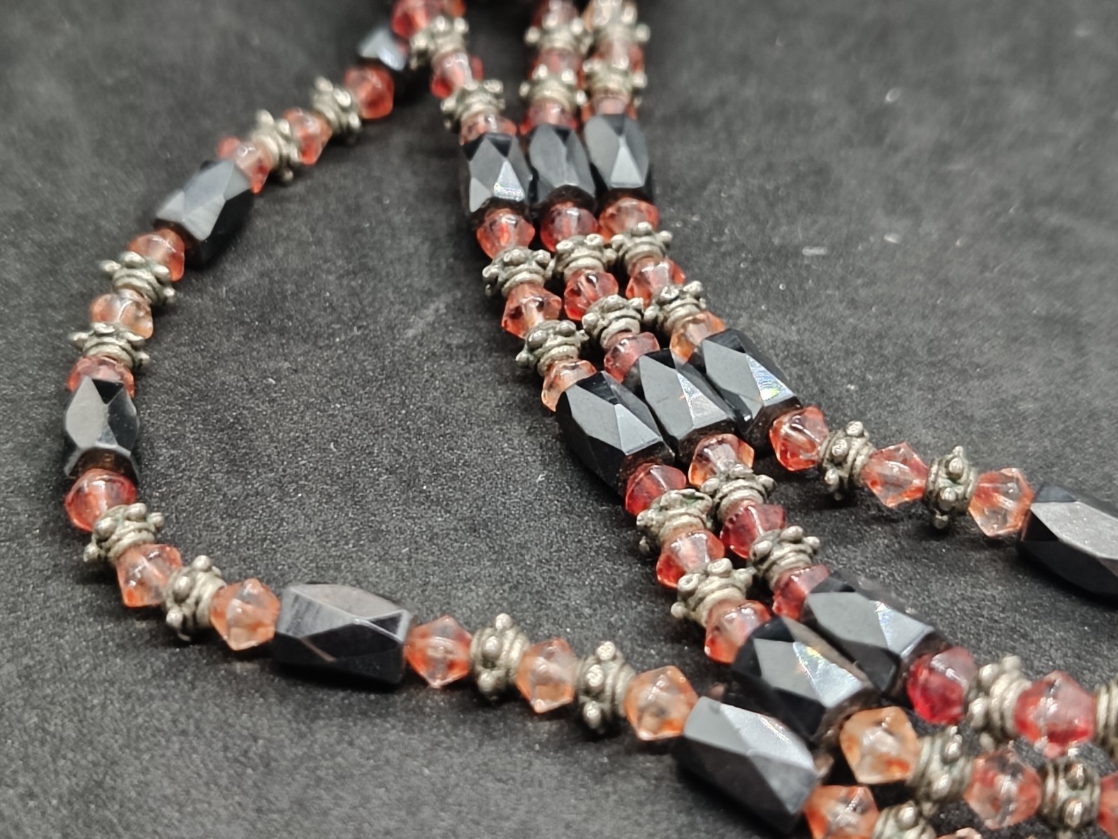 Vintage 1970s French Sautoir Necklace with Faceted Beads and Magnetic…