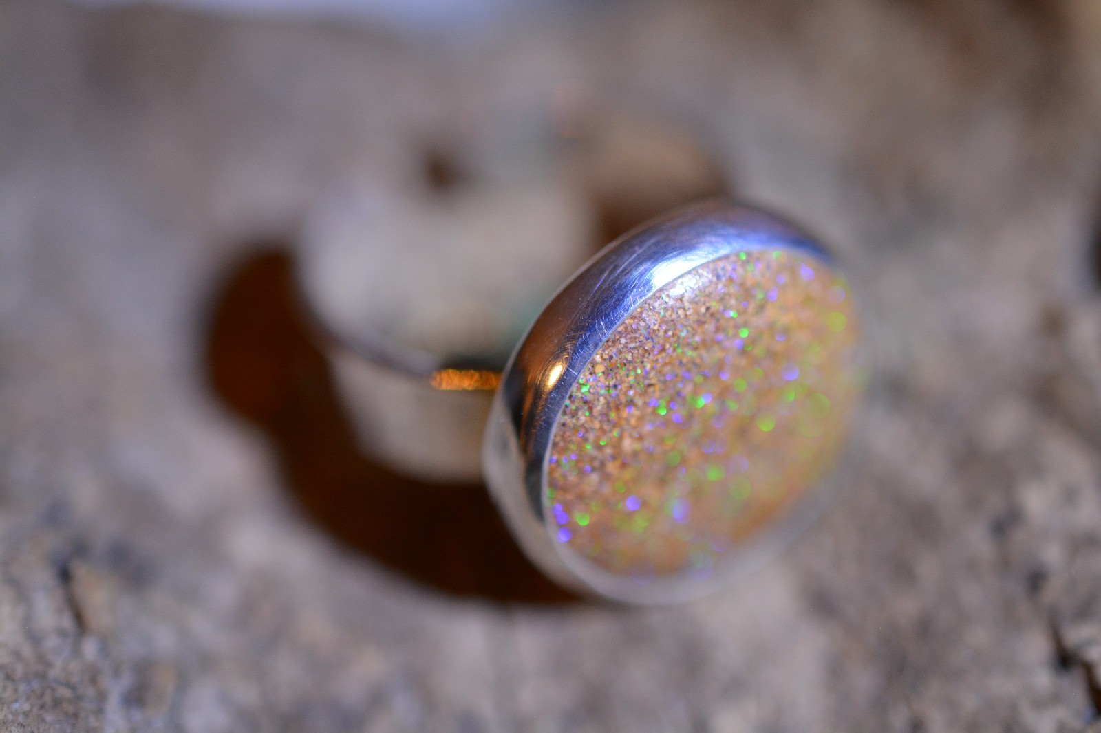 20x20x4 Koroite Sandstone Matrix Opal Ring 925 Silver Australia Gem
