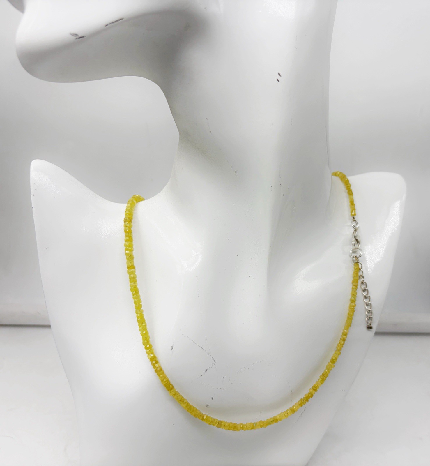 Natural Yellow Sapphire Necklace 20” 4–5mm Faceted Sterling Silver Clasp