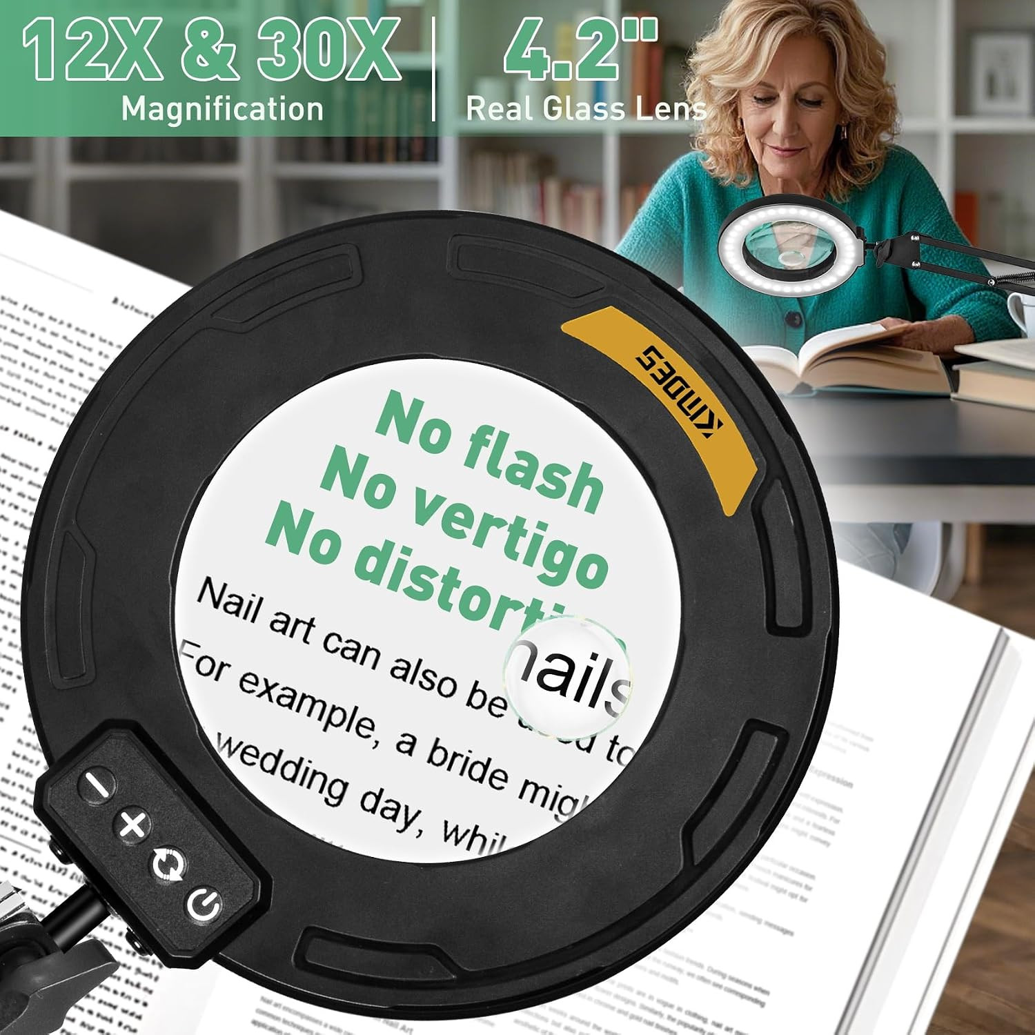 12X 30X Magnifying Glass with Light with Clamp, 35In Extended Arm | Overhead But