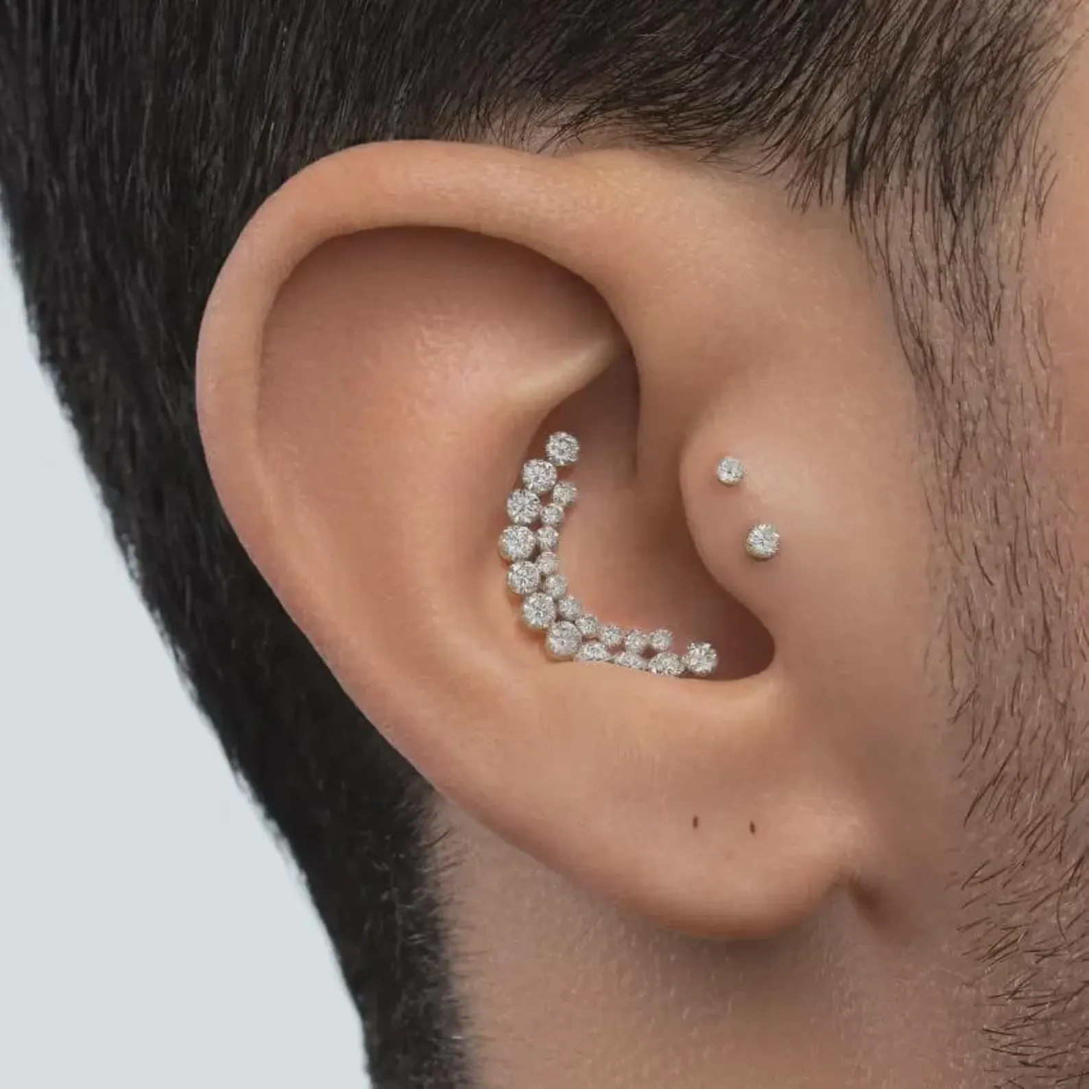 Crescent Moissanite Curve Helix Cartilage Stud 925 Sterling Silver