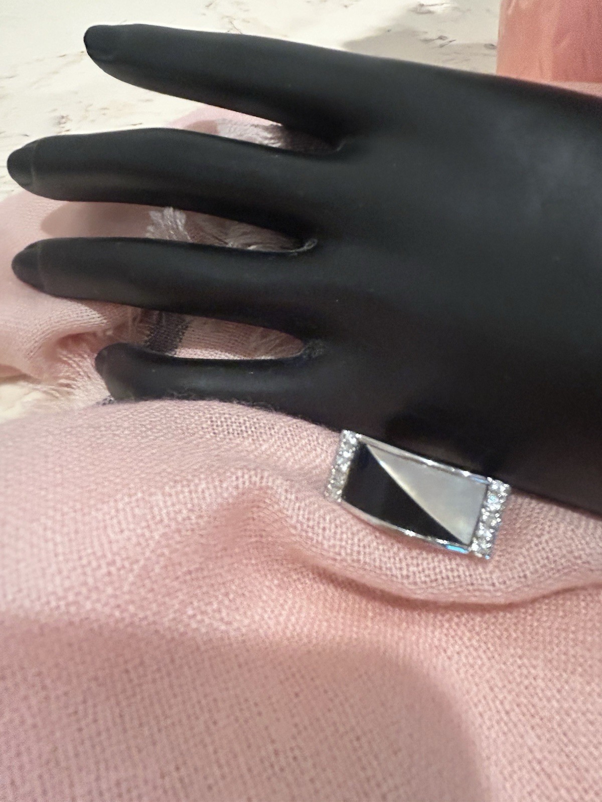 Sterling Silver Stamped 925 ring size 6 With CZ On Both Sides