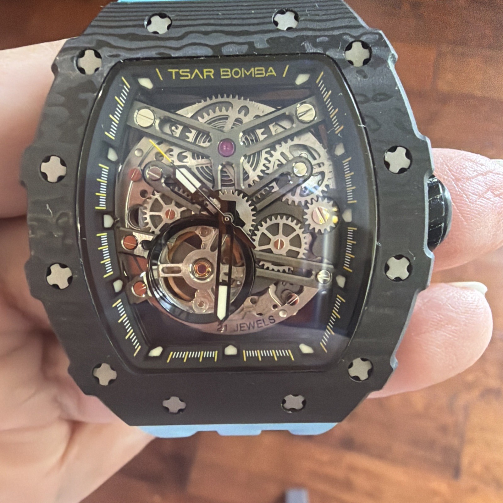 TSAR BOMBA Elemental Series Watch Carbon Fiber Skeleton TB8208CF