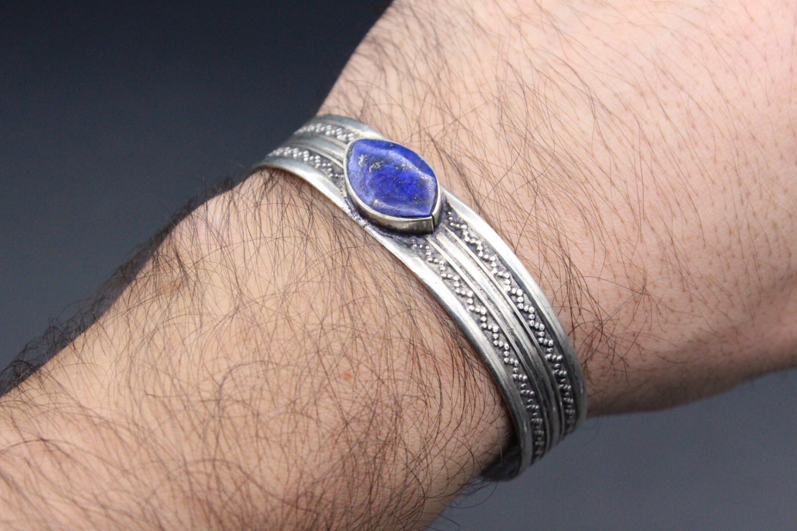 Afghan Bracelet, Lapis Lazuli Stones Bracelet, Cuff Alpaka Kuchi Boho Bracelet