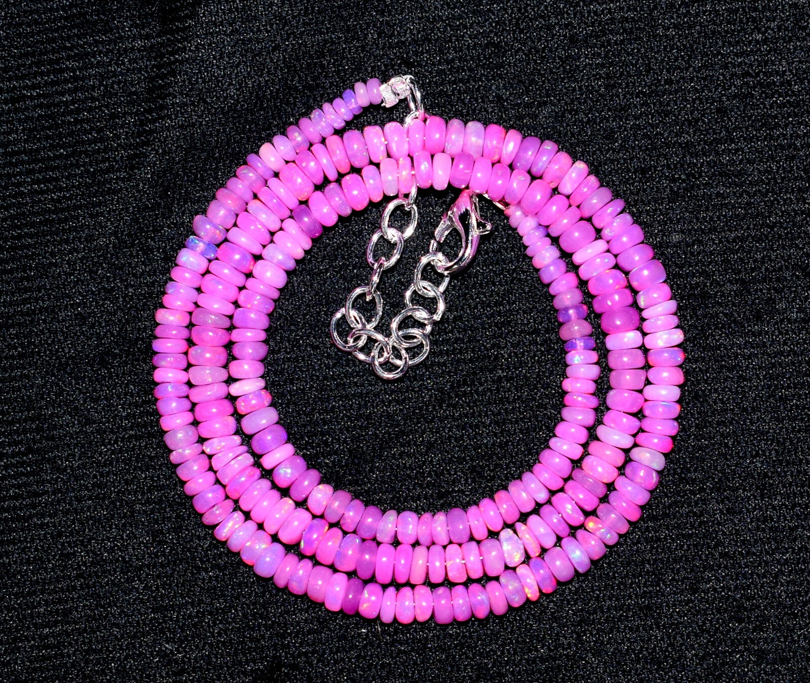 16″Natural Ethiopian Opal Wello Fire Opal Gemstone Bead Necklace Jewelry 3-4mm