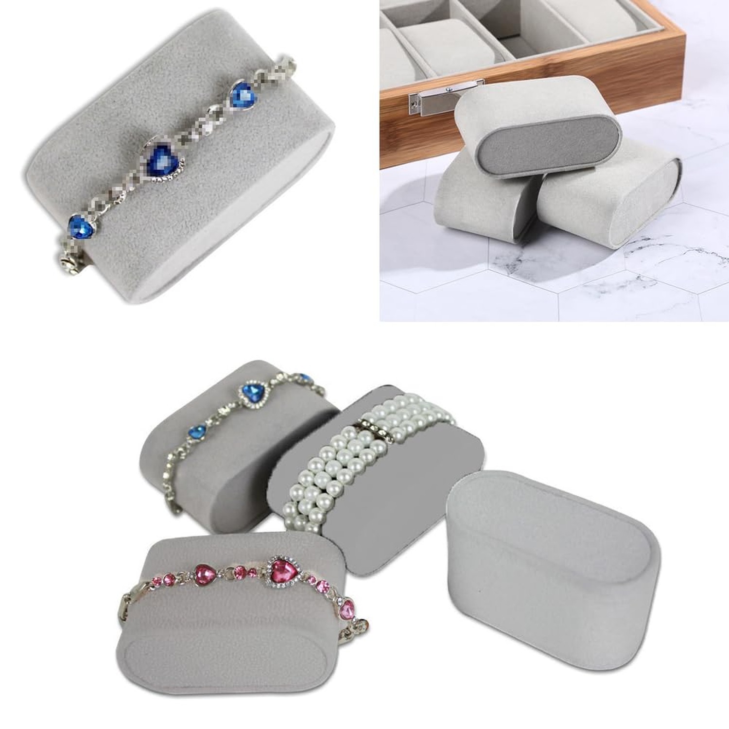 6 Pcs Watch Display Pillows Bracelet Cushions Soft Watch Bracelet Holder Velv…
