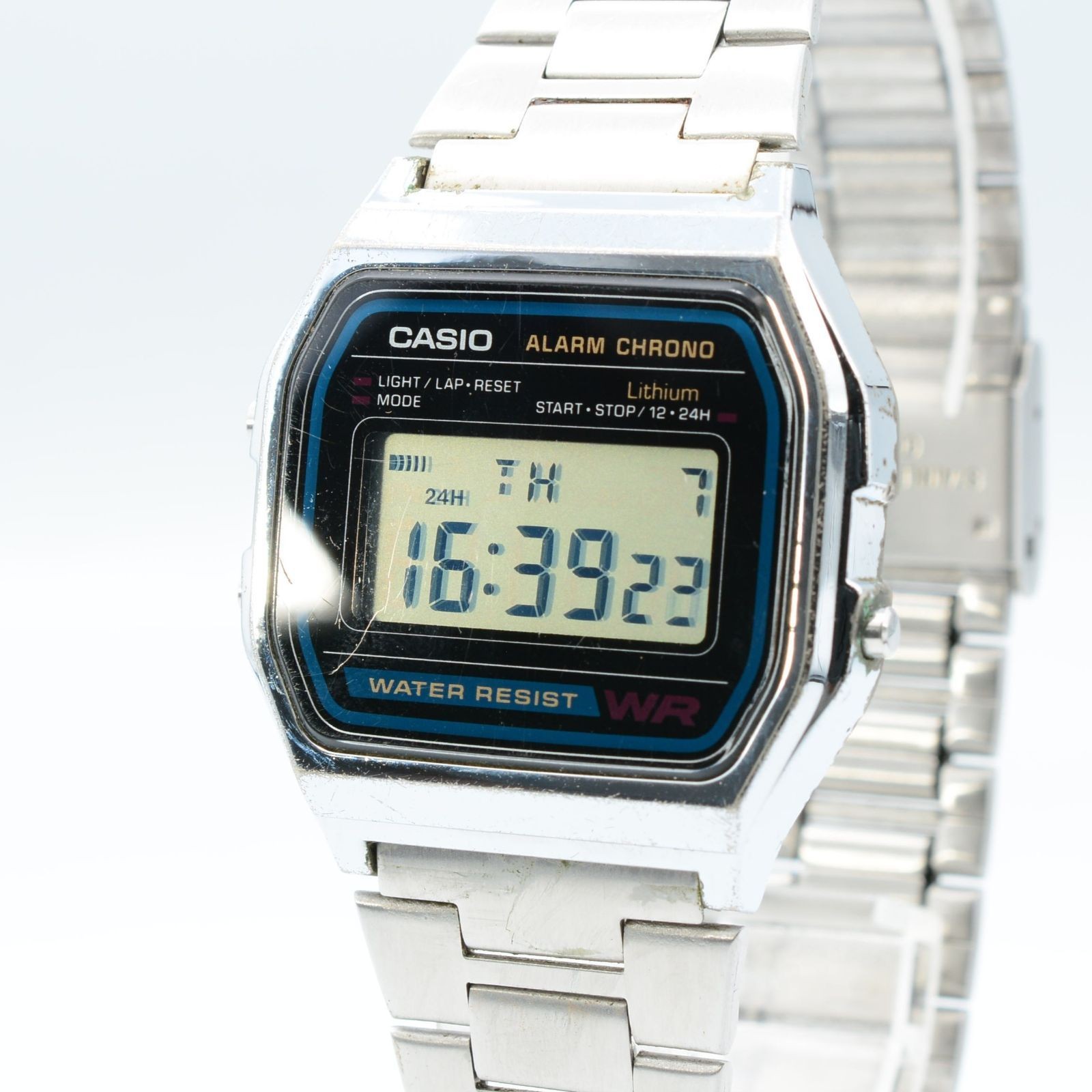 CASIO A158W Black Watch Silver Band Wrist 19.5cm From Japan