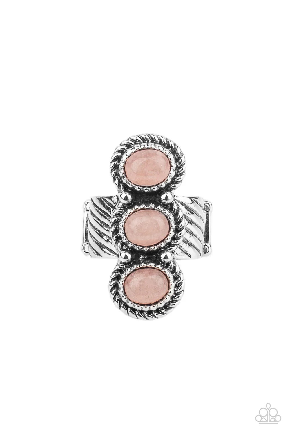NWT Silver Stretchy Band Size 6-10 Stone Paparazzi Peaceful Paradise Pink Ring