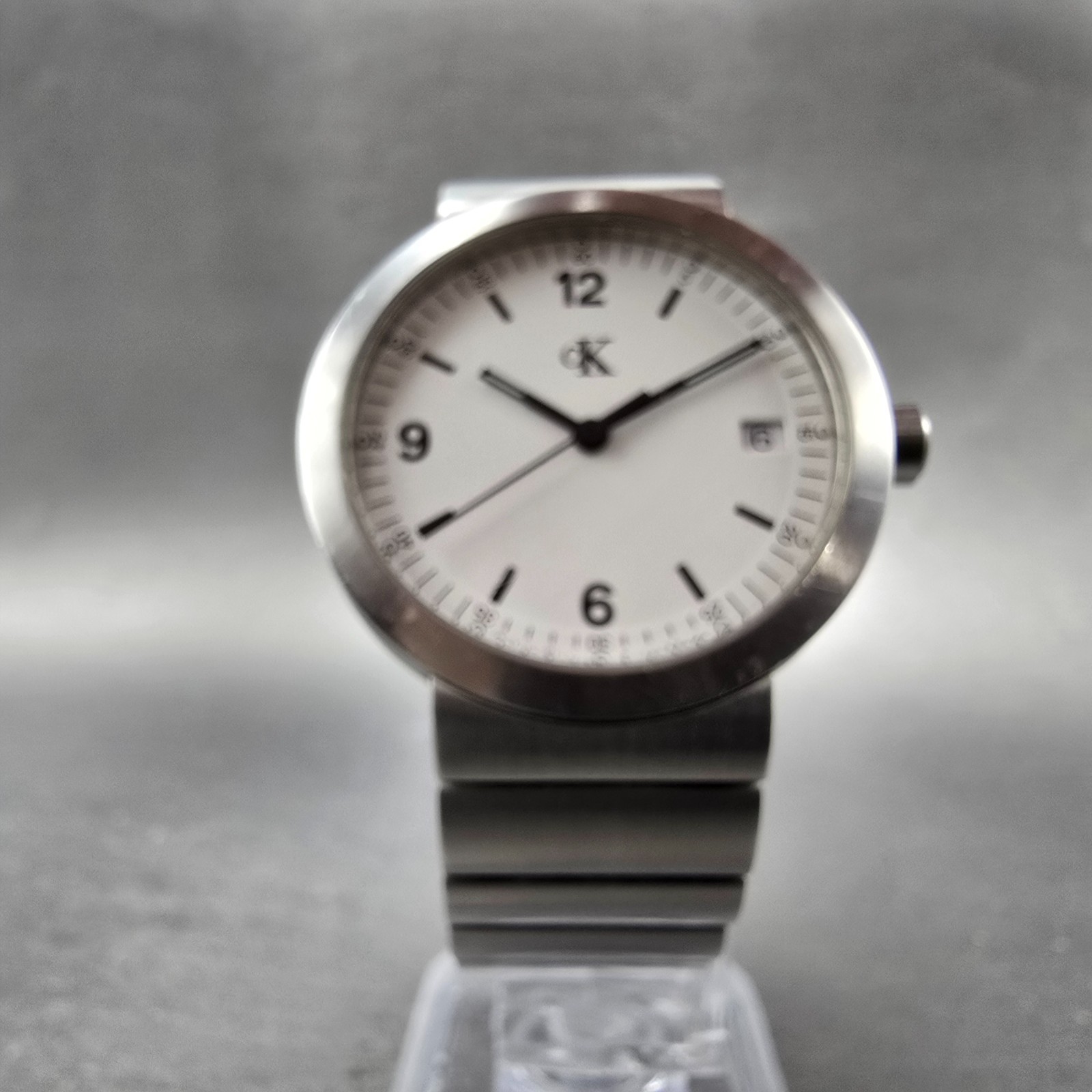 Calvin Klein Watch Men 34mm White Dial Silver Tone Date Round K2111 PARTS