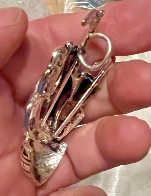 Tall 3D Pirate Ship silver tone nautical sail boat pendant for necklace. Vntage