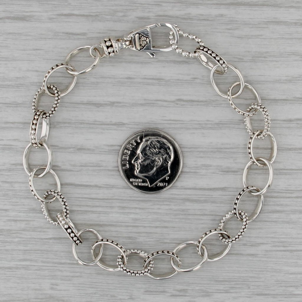 New Lagos Caviar Cable Chain Bracelet Sterling Silver w/ Pouch Card 7.75″ 8.7mm