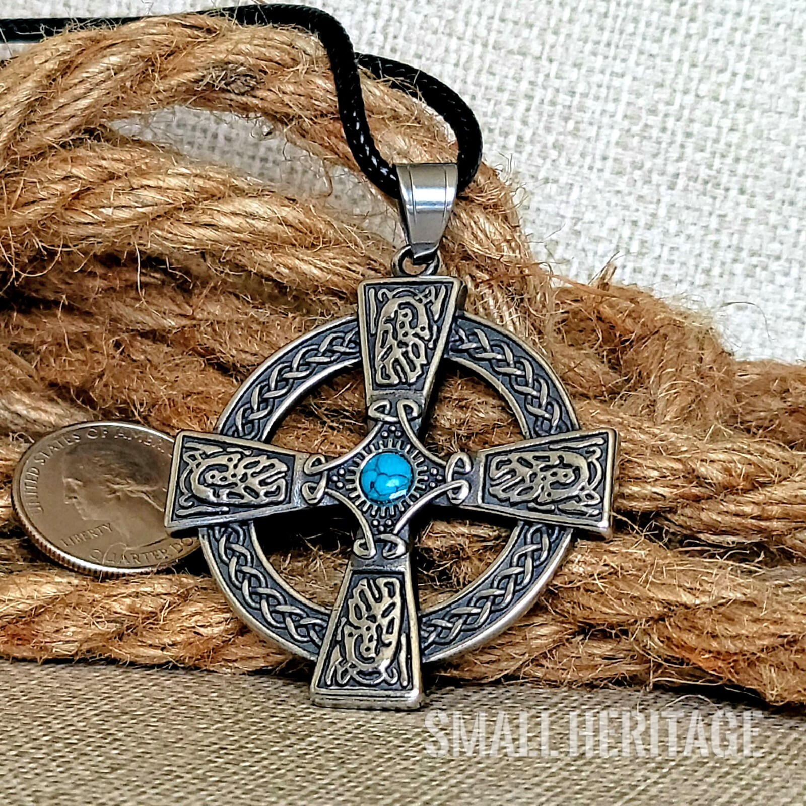 Large Celtic Cross Necklace Stainless Steel Irish Christian Pendant Chain Men