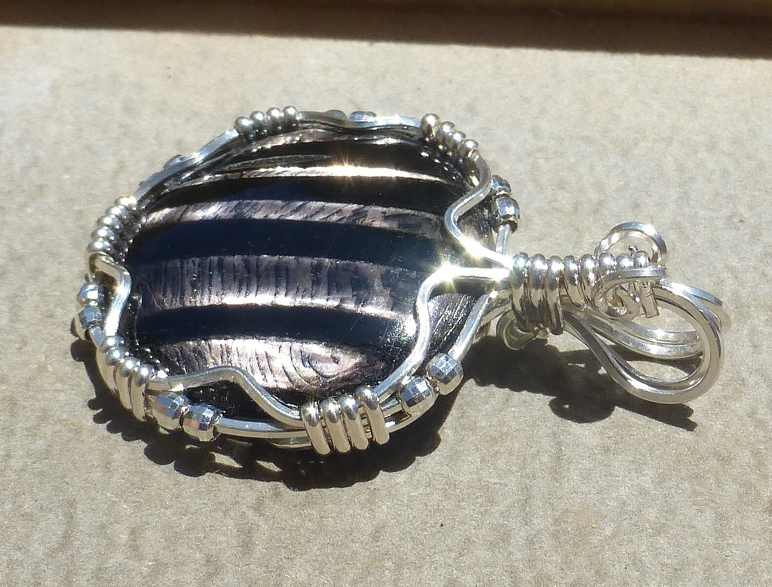 Natural Hypersthene cabochon in Sterling silver PENDANT (Stone 33.5 TCW)