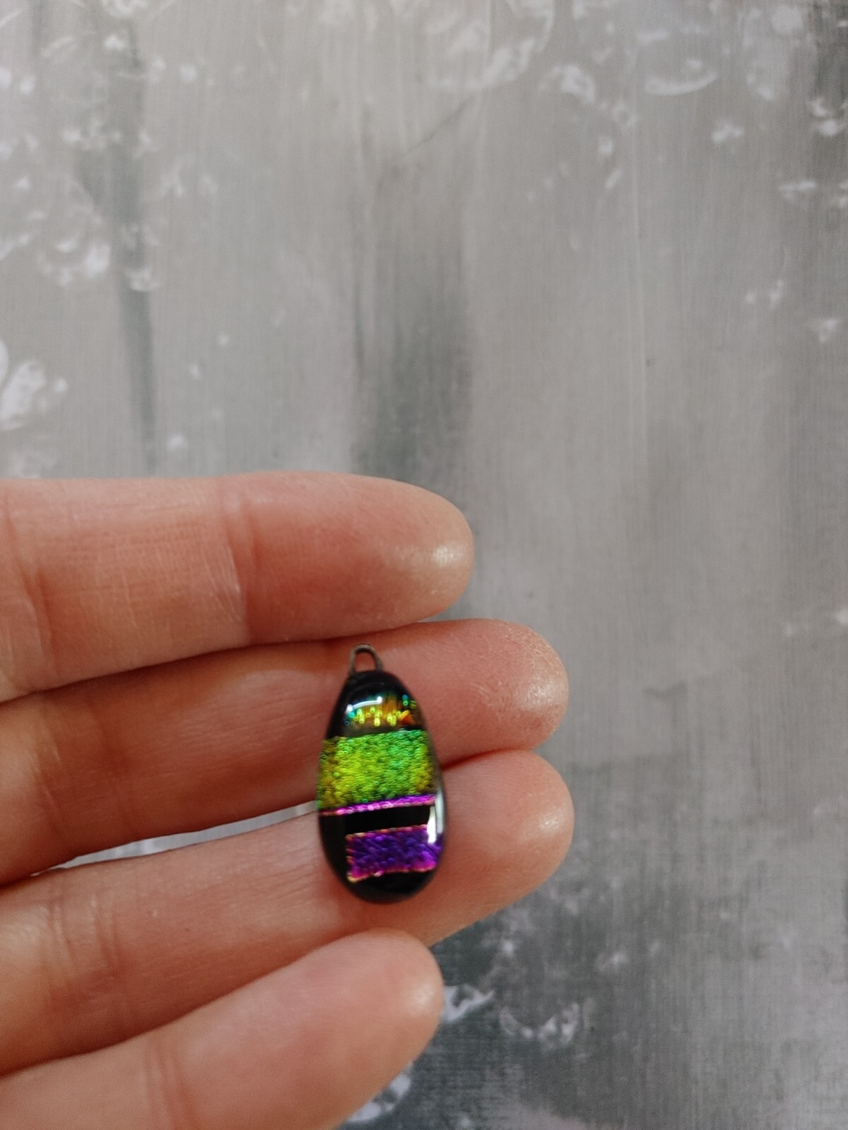 vintage qty 2 pendant finding component dichroic art glass precious metal foil