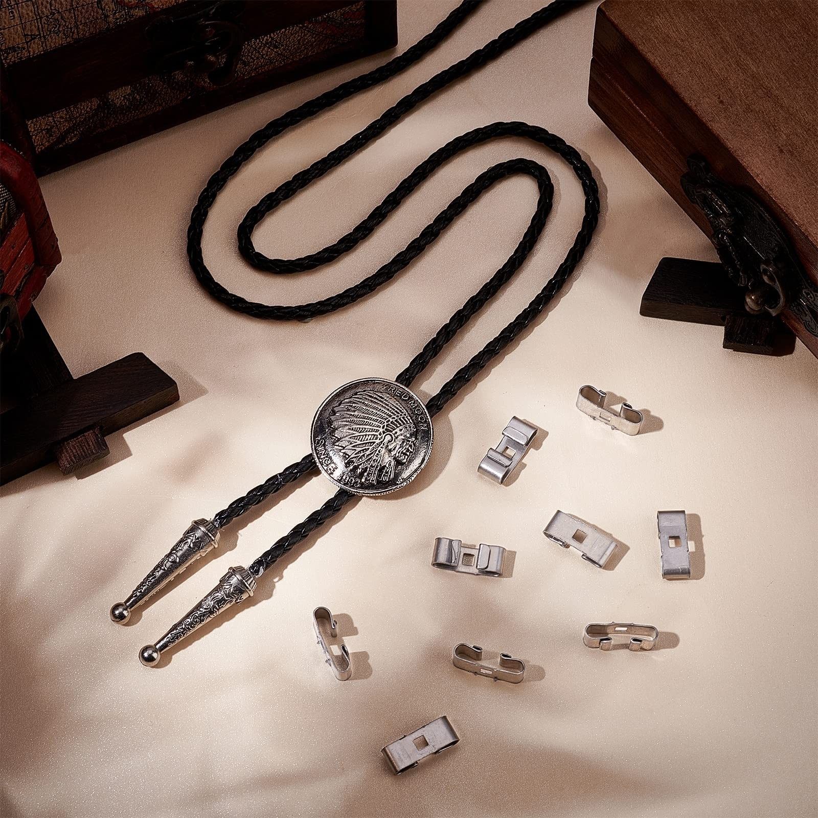 CHGCRAFT 100Pcs Bolo Tie Slides Clasp Blank Bolo Tie Slides Low Profile Slide…