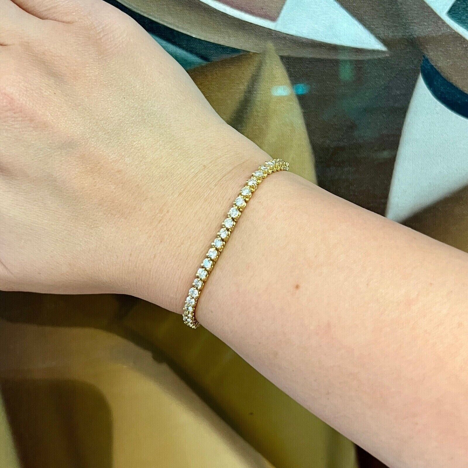 6.60Ct Round Lab Grown Diamond Martini Set Tennis Bracelet 14K Yellow Gold