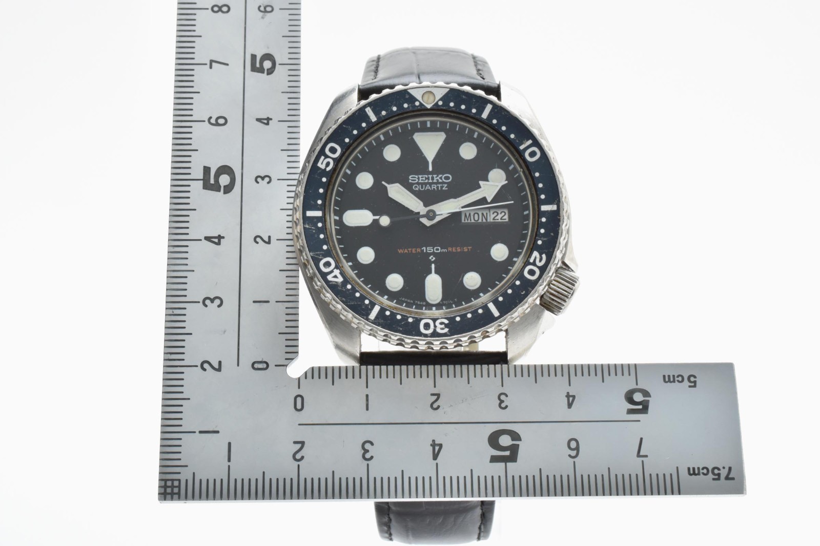 【EXC+5】SEIKO 7548-7000 Diver Black Dial Quartz Men’s Vintage Watch From JAPAN