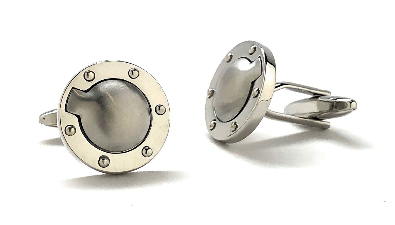 Racing Fuel Cap Cufflinks Silver 3D Detailed Indy Car Racing Formula One Racing