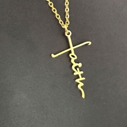 Gold Faith Cross Necklace, Stainless Steel – The Positive Christian
