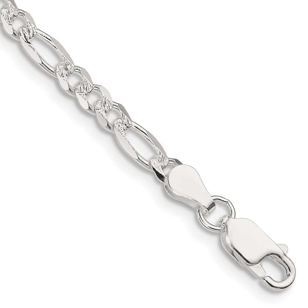 Sterling Silver 4mm Flat Figaro Chain Bracelet 7″ 4.02gm