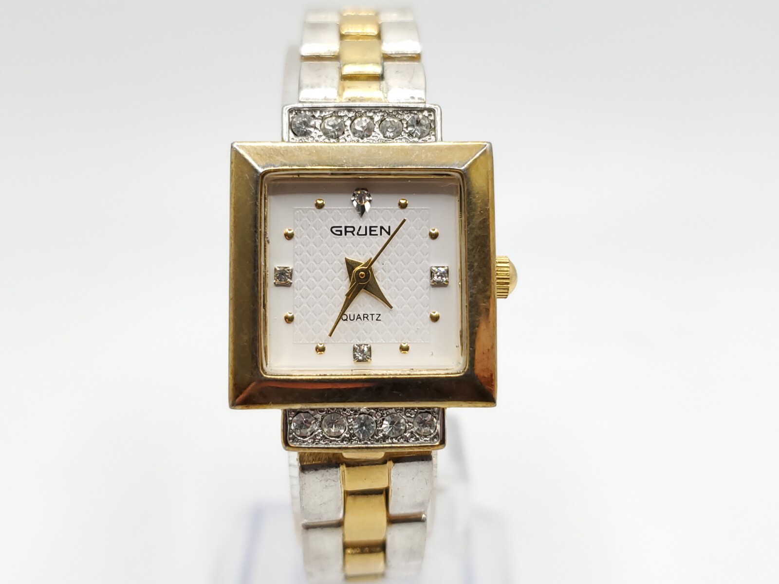 Gruen GR7984 Watch Women 20mm New Battery Reversible Band Gold And Two-Tone